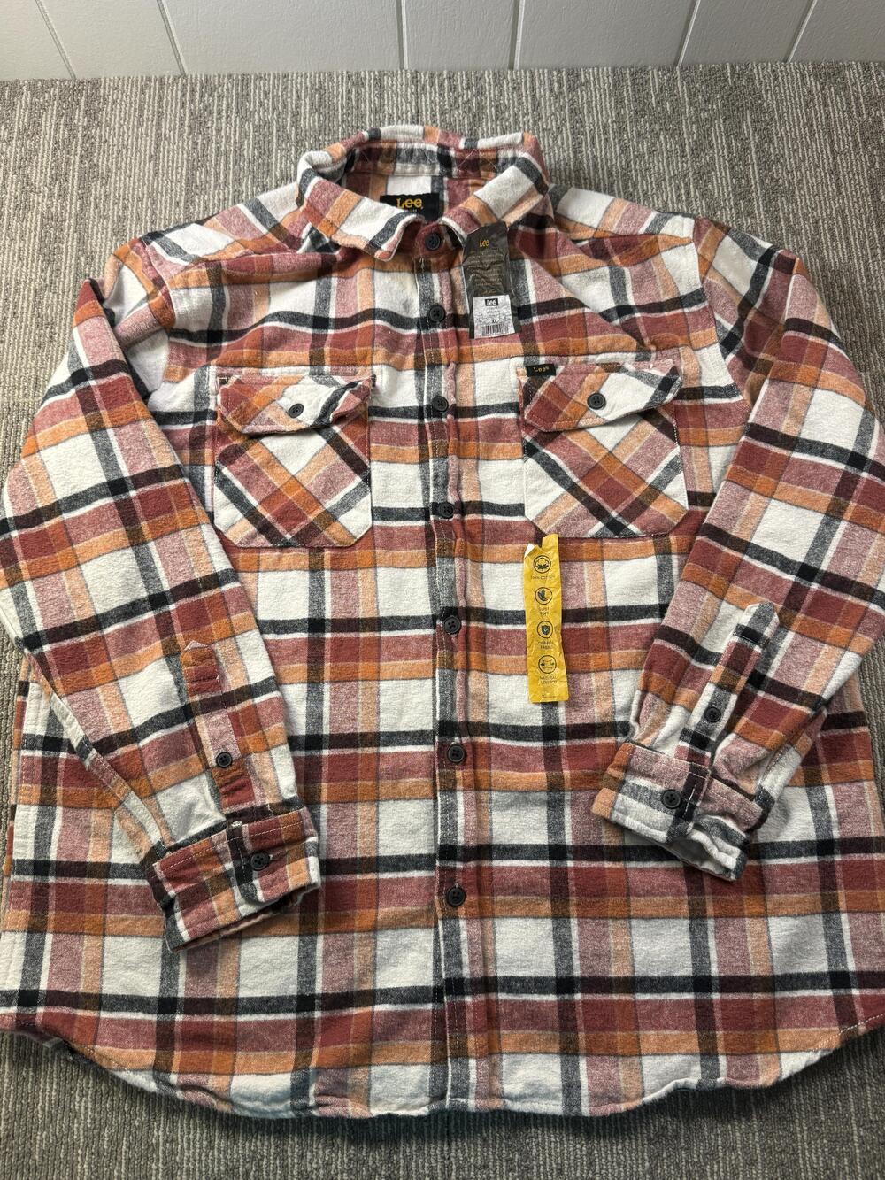 Lee Shirt Mens XL Multicolor Plaid Flannel Long Sleeve Button Up Cotton Casual